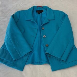 Nina Mclemore Sky Blue Textured Jacket